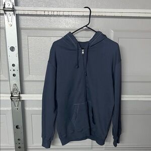 Hollister Men's Deep Blue Zip-Up Sweater